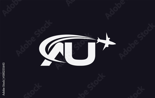 Tour travel logo design letter AU