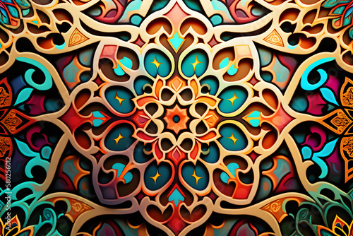 Colorful arabesque pattern made with Generative AI
