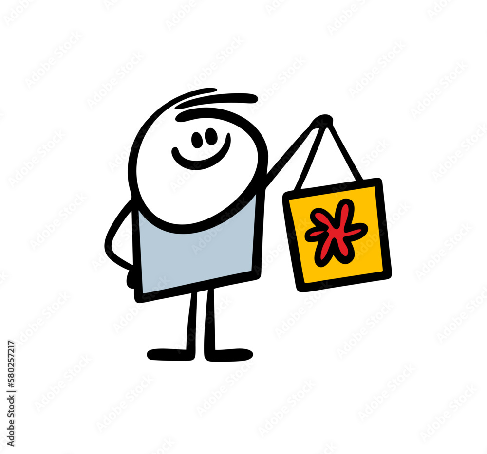 Happy little boy holds shopping bag with flower print. Happy little boy holds shopping bag with flower print.