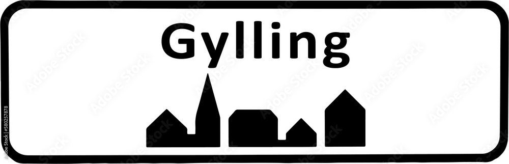 City sign of Gylling - Gylling Byskilt
