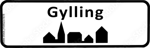 City sign of Gylling - Gylling Byskilt