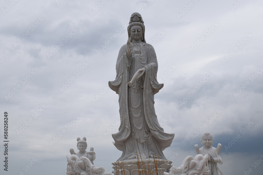 Guanyin statue.Guanyin statue made of  jade. 