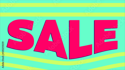 Illustration, descriptive with the name sale light green background with more colors.