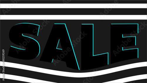 Illustration, descriptive with the name sale black background with more colors.