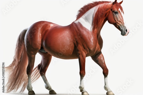 On a white background is a picture of a red horse. Generative AI