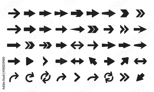 Arrow big black icon set. Arrow vector symbol collection. Modern simple arrows for web design