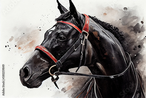 Black caviar drawing with bit of watercolour.