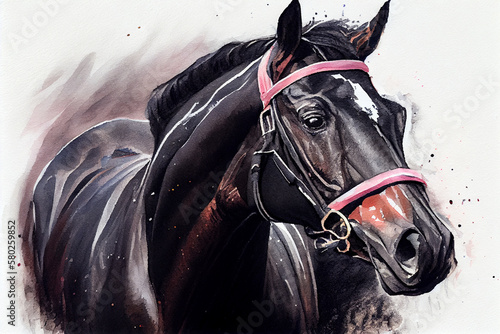 Black caviar drawing with bit of watercolour.