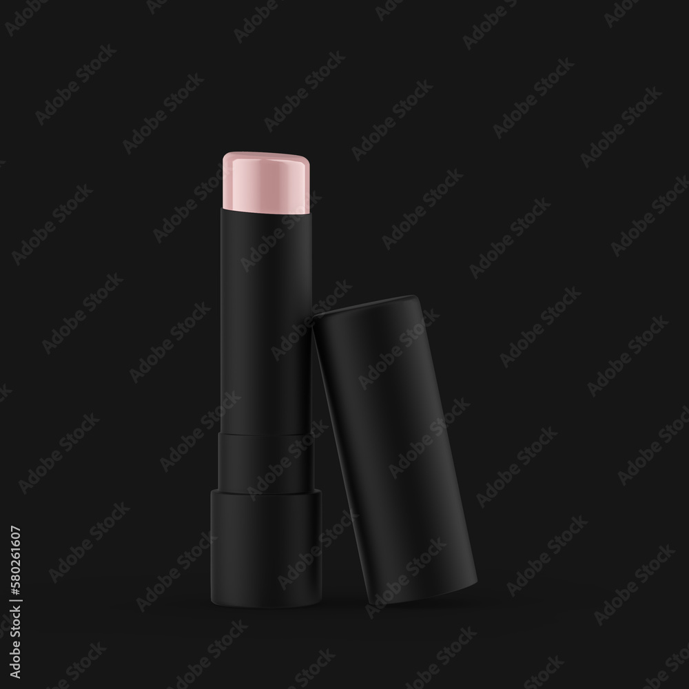 matte lip balm open bottle front view isolated black background matte lip balm open bottle front view isolated black background