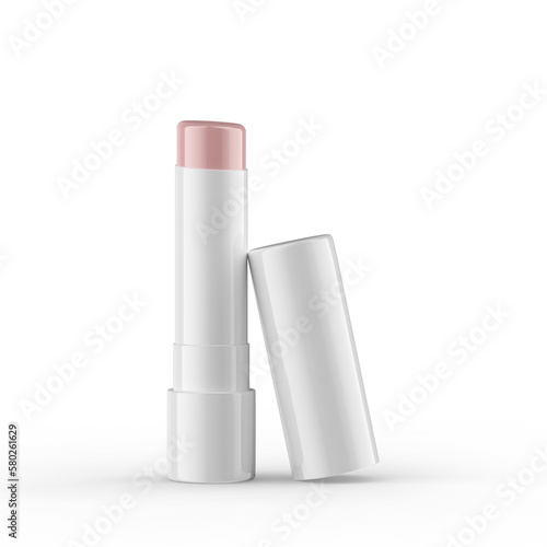 white lip balm open bottle front view isolated transparent