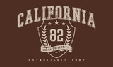 California 82 Vintage typography college varsity USA slogan print for graphic tee t shirt or sweatshirt - Vector
