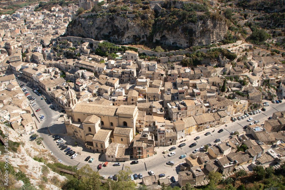 aerial landscape of Scicli, Sicily