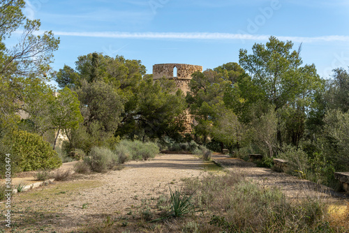 Ancient medieval coastal defense tower in Mallorca