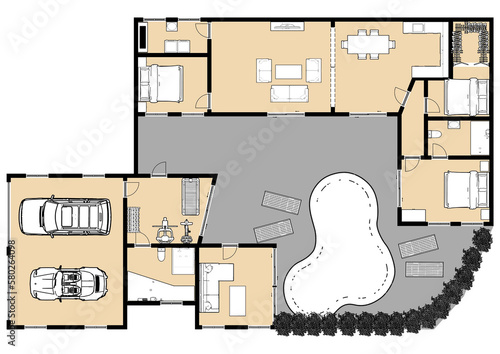 Single Level Floor Plan Ideas. Floor plan. Floorplanner. photo