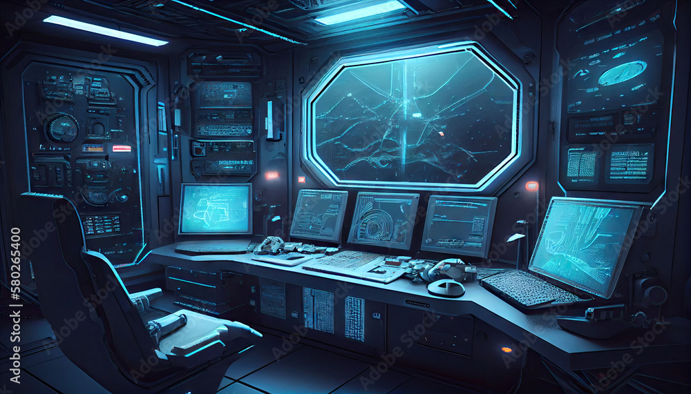 Obraz premium Desk computer desk designed for gamers. Built for Creativity: Business Room for Gaming and Streaming Generative AI