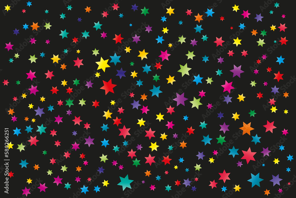 Colorful and multicolor ramdon star vector. colorful background black of stars , confetti. parties, festivities, textiles.