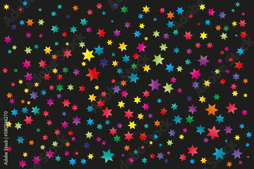 Colorful and multicolor ramdon star vector. colorful background black of stars , confetti. parties, festivities, textiles.