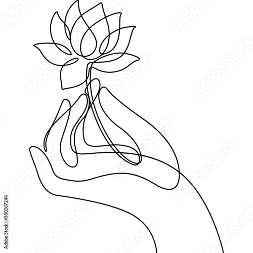 hand and lotus element vector for decoration, website, web, mobile app, printing, banner, logo, poster design, etc.