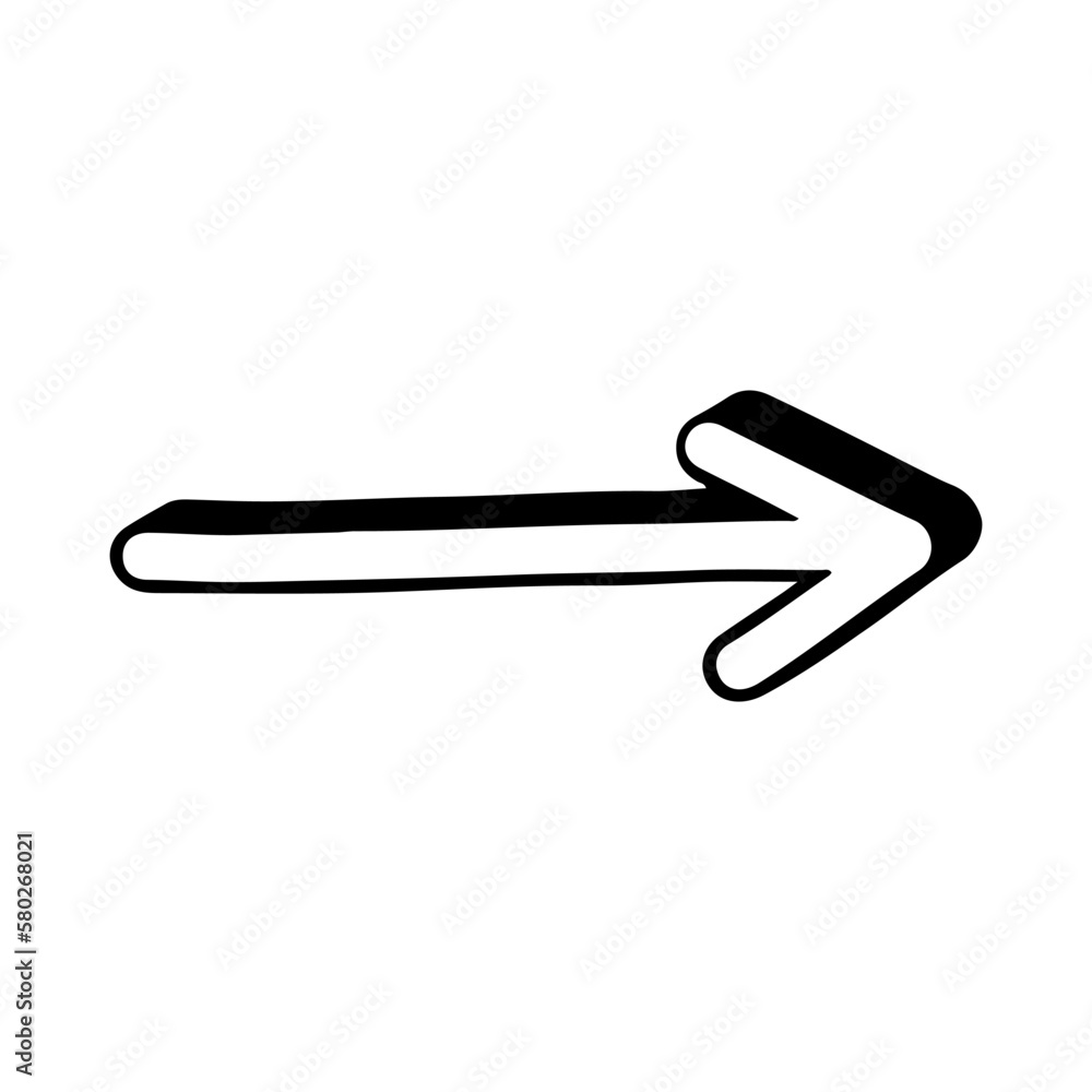 Decorative Arrow Element. Outline Hand Drawn Illustration Decorative Arrow Element. Outline Hand Drawn Illustration