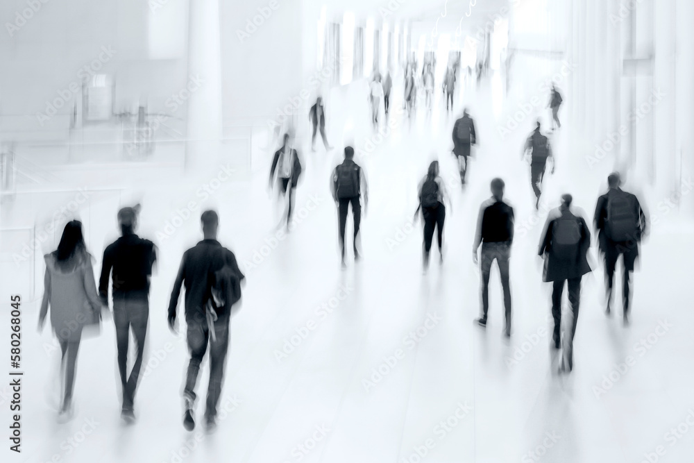 group of people in the lobby business center in monochrome tonality