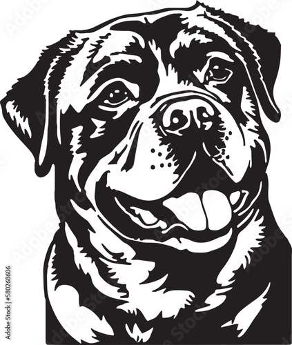 Rottweiler dog head Vector illustration, SVG