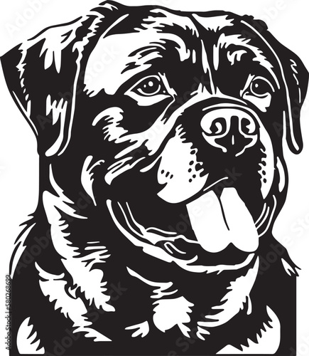 Rottweiler dog head Vector illustration, SVG