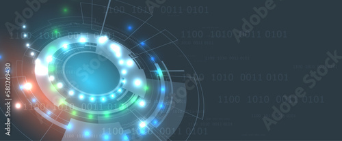 Quantum processing. Deep learning artificial intelligence. Future new technology  for business or science presentation