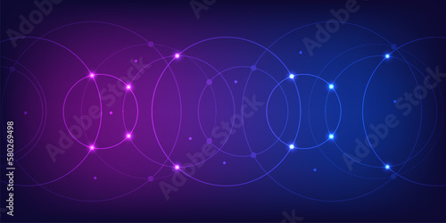 Abstract geometric background with plexus circles. Vector illustration of minimalistic design