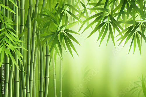 Green bamboo background fresh leaves on tree as nature ecology and environment concept. Generative Ai © Mukhlesur
