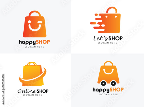 Shopping store logo design vector