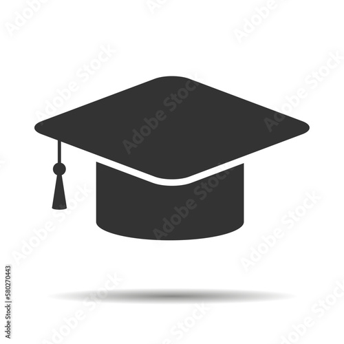 Graduate cap icon on white background