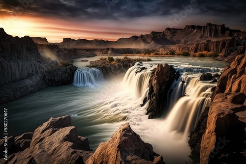 Shoshone Falls  also known as Niagara of the West  are located on the Snake River in Idaho  United States. Generative AI