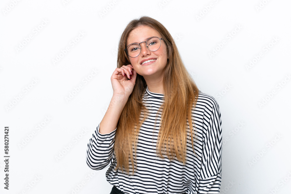 Young caucasian woman isolated on white background laughing Young caucasian woman isolated on white background laughing