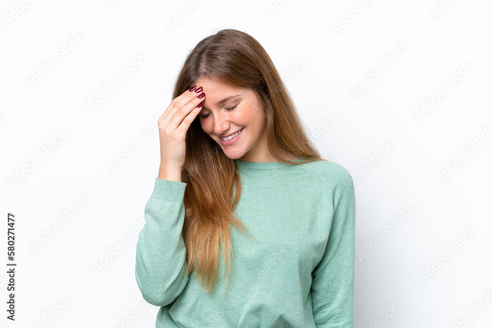 Young caucasian woman isolated on white background laughing Young caucasian woman isolated on white background laughing
