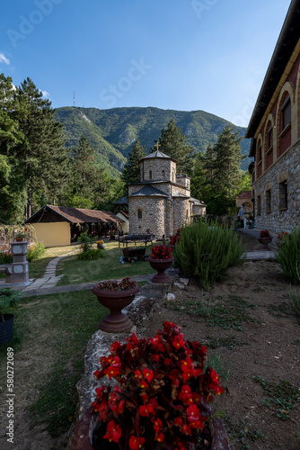 Orthodox Christian Monastery. Serbian Monastery of John the Baptist (Manastir Jovanje). 13th century monastery located in Ovcar-Kablar gorge, Serbia, Europe photo