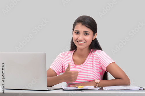 woman working on laptop