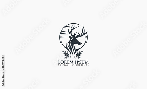 deers vector animal forest logo