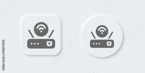 Router solid icon in neomorphic design style. Network connection signs vector illustration.