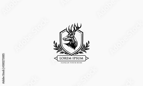vintage deer icon vector logo