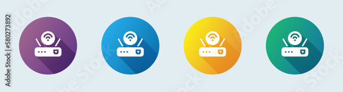 Router solid icon in flat design style. Network connection signs vector illustration.