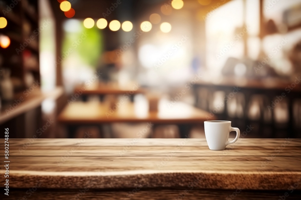 Blurred Coffee Shop Background. Space table for product in classic Restaurant Lifestyle. Blurred Coffee Shop Background. Space table for product in classic Restaurant Lifestyle.