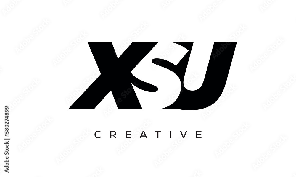 XSU letters negative space logo design. creative typography monogram vector XSU letters negative space logo design. creative typography monogram vector