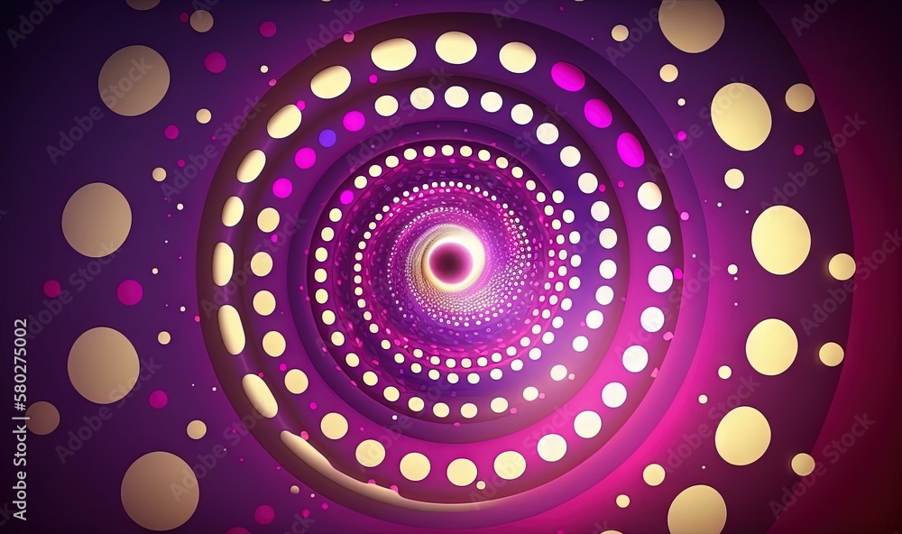 an abstract purple background with circles and a spiral design in the ...