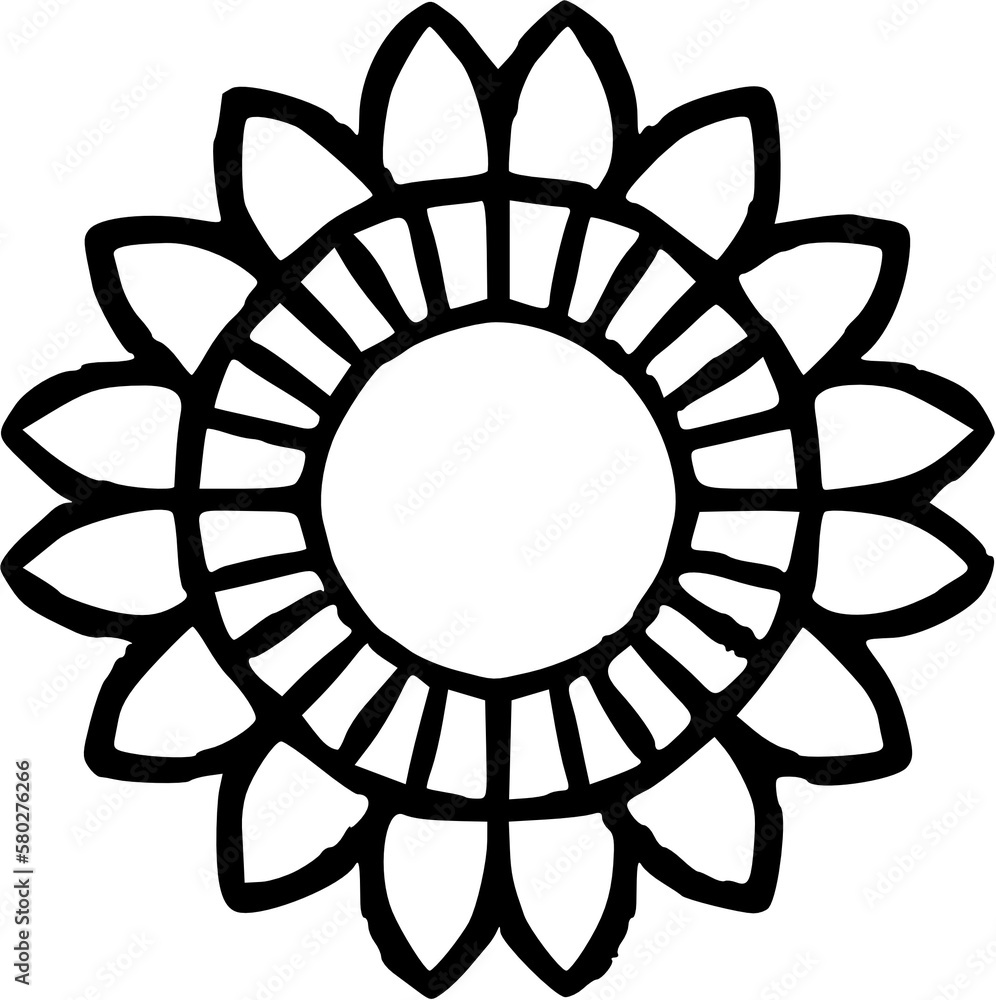 black and white illustration of a sunflower black and white illustration of a sunflower
