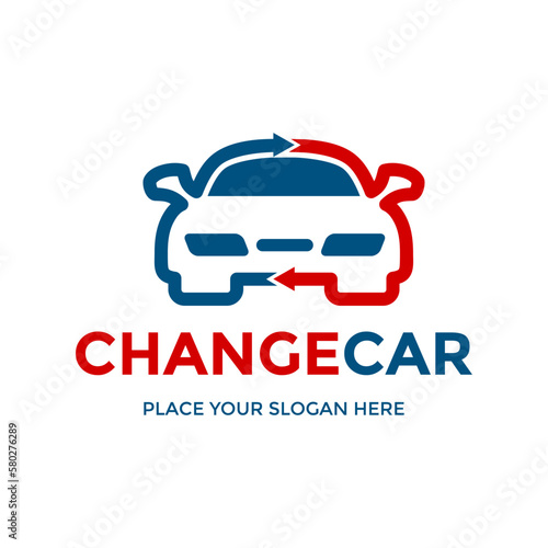 Change car vector logo template. This design use car symbol. Suitable for automotive.