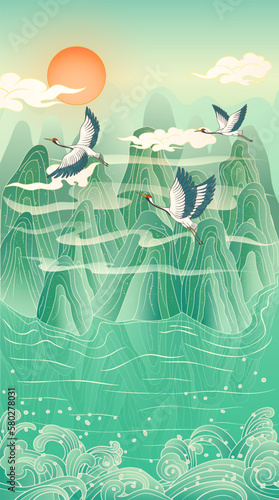 Vector illustration of Chinese style landscape