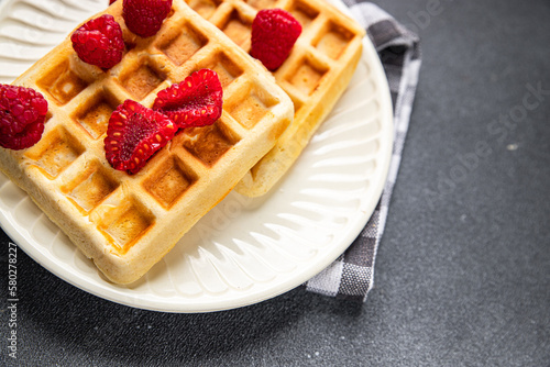waffles dessert Belgian or American street food sweet meal food snack on the table copy space food background rustic top view