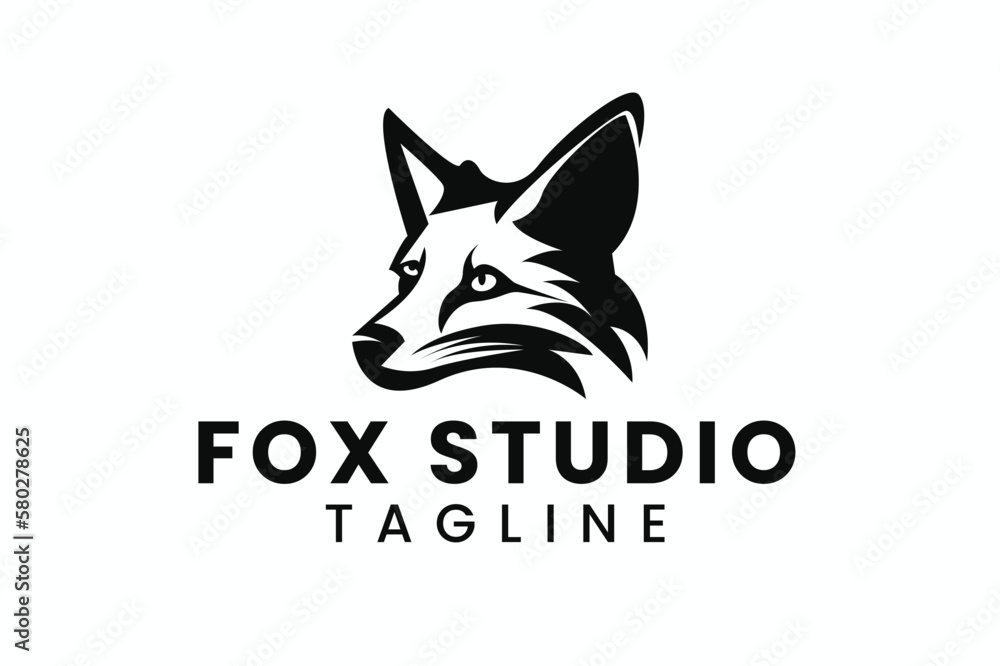 black fox logo, minimal fox logo, fox logo black white, unique fox logo