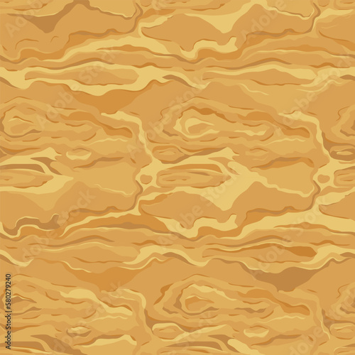 Beach yellow sand, waves background in top view. Sandy dunes rippling waves platformers  art pattern. Desert surface terrain, seamless cartoon texture. Game landscape plan view from above. Vector