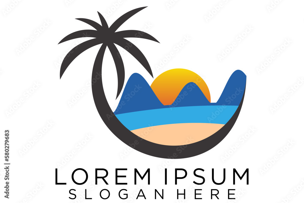 Naklejka premium summer beach logo vector illustration